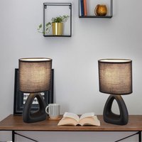 Globo Lighting - Tischleuchte Keramik schwarz Nachttischleuchte Textilschirm Schlafzimmerlampe schwarz, E14 Fassung, LxBxH 17x10x30 cm, 2er Set Globo Lighting - Tischleuchte Keramik schwarz Nachttischleuchte Textilschirm Schlafzimmerlampe schwarz, E14 Fassung, LxBxH 17x10x30 cm, 2er Set von GLOBO LIGHTING