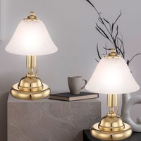 Globo Lighting - Tischleuchte Nachttischleuchte Tischlampe Touch Schreibtischleuchte Antik, Metall Glas Messing weiß, 1x E14 Fassung, DxH 17x27 cm, von GLOBO LIGHTING