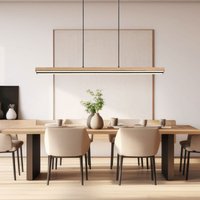 Globo Lighting - Zugpendelleuchte Pendelleuchte Holz Hängelampe Esstisch mit Memory Funktion, 3 Stufen Backlight Metall schwarz matt, 1x led 30 Watt von GLOBO LIGHTING