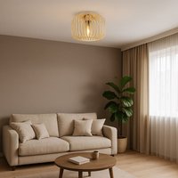 Led Deckenleuchte Rauchglas Deckenlampe sand Wohnzimmerleuchte Metallstäbe Retro, E27 Filament led warmweiß, DxH 28x23 cm von GLOBO LIGHTING