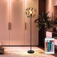 Globo Lighting - led Stehlampe Schwarz Gold Stehleuchte dimmbar mit Fernbedienung Wohnzimmerlampe Blätter Design Kristalle, rgb Farbwechsel, 4W 470lm von GLOBO LIGHTING