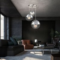 Hängeleuchte Hängelampe Pendelleuchte Kugellampe Esszimmerleuchte Schlafzimmer, 3 flammig, Metall Glas Chrom Nickel matt, 3x E27 Fassungen, DxH von GLOBO LIGHTING
