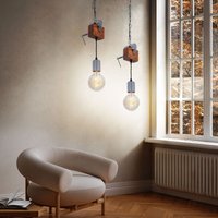 Hängeleuchte Holz Esstischlampe hängend Retro Deckenleuchte Vintage, Schraubzwinge Metall verzinkt, 1x E27 Fassung, LxH 14x120 cm, 2er Set Hängeleuchte Holz Esstischlampe hängend Retro Deckenleuchte Vintage, Schraubzwinge Metall verzinkt, 1x E27 Fassung, LxH 14x120 cm, 2er Set von GLOBO LIGHTING