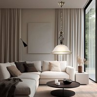 Hängeleuchte Pendellampe Glasleuchte Küchen Deckenleuchte Beleuchtung Glas satiniert, Lampenrand Altmessing, 1x LED 7W 560Lm warmweiß , DxH 30x120 cm von GLOBO LIGHTING