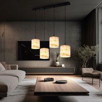 Hängeleuchte Textilschirm weiß gold Esszimmerlampe hängend Pendelleuchte schwarz, 4x E27 Fassungen, LxBxH 100x20x150 cm Hängeleuchte Textilschirm weiß gold Esszimmerlampe hängend Pendelleuchte schwarz, 4x E27 Fassungen, LxBxH 100x20x150 cm von GLOBO LIGHTING