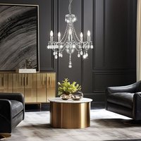 Kronleuchter Hängelampe verchromt Esszimmerlampe Kristalle Luster Wohnzimmerlampe 5 flammig, Metall Acryl, 5x E14, DxH 51 x 143 cm von GLOBO LIGHTING