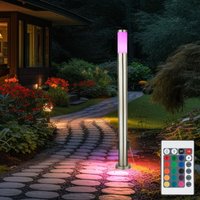 LED Außen Steh Stand Lampe Leuchte EDELSTAHL Garten Beleuchtung Stromverteiler Steckdose DIMMER inkl. FERNBEDIENUNG von GLOBO LIGHTING