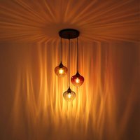LED Hängelampe 3 flammig Esszimmerleuchte Pendellampe Retro Glas Wohnzimmerlampe, Rot Amber Blau, 3x 7W 806Lm warmweiß, DxH 45 x 150 cm von GLOBO LIGHTING