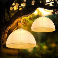 LED Hängelampe Solarleuchte Gartenlampe Pendelleuchte weiß Terrassenleuchte, Leinenstoff, warmweiß, DxH 40 x 30 cm, 2er Set von GLOBO LIGHTING