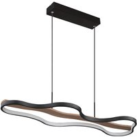 LED Hängelampe dimmbar schwarz Esstischleuchte Pendelleuchte Holz Fernbedienung CCT Nachtlicht, Alu, Metall, 30W 1100lm warmweiß-kaltweiß, LxBxH von GLOBO LIGHTING