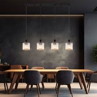 LED Hängeleuchte 4-Flammig Kristalllampe Hängelampe Esszimmerleuchte schwarz, Metall, 4x E27 LED warmweiß, LxBxH 86x13x120 cm von GLOBO LIGHTING