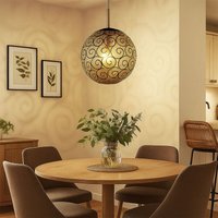 Led Hängeleuchte Esszimmerlampe Pendelleuchte Glas rauch gold Wohnzimmerleuchte, Metall, 1x E27 Filament led warmweiß, DxH 35x120 cm von GLOBO LIGHTING