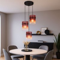 LED Pendellampe Esstisch Wohnzimmerleuchte Hängeleuchte Glas schwarz rot, Glasstäbe, Metall, 3x 7W 630lm warmweiß, DxH 47x140 cm von GLOBO LIGHTING