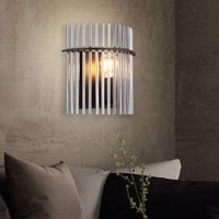 LED Wandleuchte Glasstäbe Wohnzimmerlampe schwarz rauchfarben Wandlampe Schlafzimmer, Metall, 7W 806lm warmweiß, LxBxH 12,5x25x26 cm von GLOBO LIGHTING