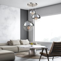 Led Hängeleuchte Glaskugeln Pendelleuchte Kugellampe Esszimmerleuchte hängend, Nickel matt Chrom klar, 3x 7W 806Lm warmweiß, DxH 51x120 cm von GLOBO LIGHTING