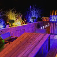 Led Lichterkette Solar Solarlichterkette mit Erdspieß mehrfarbig farbige led Steckleuchte led Garten, Kunststoff schwarz, Schalter, 2x 50x led, l 490 von GLOBO LIGHTING