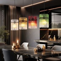 Led Pendelleuchte Esstischlampe Hängelampe 4 flammig Wohnzimmerlampe, Glas grün brombeer amber klar, 4x 7W 4x 806lm warmweiß, LxH 110 x 140 cm Led Pendelleuchte Esstischlampe Hängelampe 4 flammig Wohnzimmerlampe, Glas grün brombeer amber klar, 4x 7W 4x 806lm warmweiß, LxH 110 x 140 cm von GLOBO LIGHTING