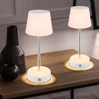 Led Tischlampe Touchdimmer Akku Tischleuchte höhenverstellbar Nachttischlampe weiß, 1,2W 80lm warmweiß, DxH 10,5 x 28 cm, 2er Set von GLOBO LIGHTING
