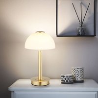 Led Tischleuchte Touch Tischlampe Touchdimmer Schlafzimmerleuchte messing Glas opal, Metall, 7W 255Lm warmweiß, DxH 18x31,5 cm von GLOBO LIGHTING