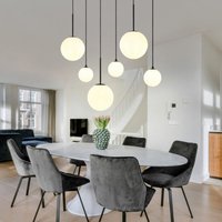 Hängelampe Esstischleuchte Deckenlampe Pendellampe 6 flammig Wohnzimmerlampe Küchenleuchte Glaskugeln opal, 3xG9 3xE27, LxH 91 x 117 cm Hängelampe Esstischleuchte Deckenlampe Pendellampe 6 flammig Wohnzimmerlampe Küchenleuchte Glaskugeln opal, 3xG9 3xE27, LxH 91 x 117 cm von GLOBO LIGHTING