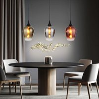 Globo Lighting - Hängelampe Esstischlampe 3 flammig schwarz Pendelleuchte Wohnzimmerlampe, Glas, 3x E27 Fassungen, LxBxH 83 x 18 x 120 cm von GLOBO LIGHTING