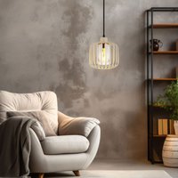 Globo Lighting - Hängeleuchte Rauchglas Pendellampe sand Wohnzimmerleuchte Metallstäbe Retro, E27 Fassung, DxH 18x120 cm von GLOBO LIGHTING