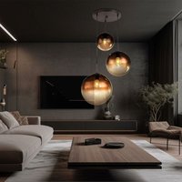 Pendelleuchte Hängelampe Esstischlampe Glas 3 flammig Glaskugel Hängelampe Glaskugel, Metall braun, 3x E27 Fassungen, DxH 51x120 cm von GLOBO LIGHTING