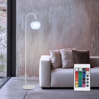 RGB LED Stehleuchte Standlampe dimmbar mit Fernbedienung Bogenleuchte Glaskugel weiß Muster, Metall opal, 8,5W 806lm warmweiß, LxBxH 39x25x150 cm RGB LED Stehleuchte Standlampe dimmbar mit Fernbedienung Bogenleuchte Glaskugel weiß Muster, Metall opal, 8,5W 806lm warmweiß, LxBxH 39x25x150 cm von GLOBO LIGHTING