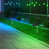 Solarlampe Außenleuchte Gartenlampe Dekoleuchte Stecklampe mit rgb Farbwechsel, Edelstahl Kunststoff schwarz, Akku, 8x rgb led 0,06W, h 70 cm, 2er Set von GLOBO LIGHTING