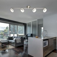 Spotlampe verstellbar LED Deckenlampe Deckenstrahler Wohnzimmerlampe, Spots beweglich, Metall nickel matt chrom, Kunststoff satiniert, 4x 4W 4x 280lm von GLOBO LIGHTING