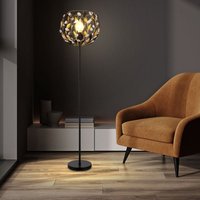 Stehlampe Schwarz Gold Stehleuchte Wohnzimmerlampe Blätter Design Kristalle, 1x E27, DxH 40x157 cm von GLOBO LIGHTING