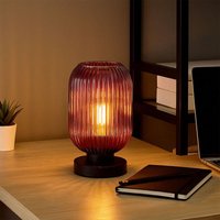 Globo Lighting - Tischlampe Glas Tischleuchte lila Wohnzimmerlampe Vintage Nachttischlampe, Metall schwarz, 1x E27, DxH 14 x 24 cm Globo Lighting - Tischlampe Glas Tischleuchte lila Wohnzimmerlampe Vintage Nachttischlampe, Metall schwarz, 1x E27, DxH 14 x 24 cm von GLOBO LIGHTING