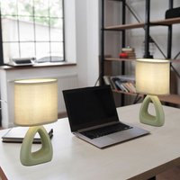 Globo Lighting - Tischlampe Tischleuchte Keramik Nachttischleuchte Textil grün Leselampe, 1x E14 Fassung, LxBxH 17x10x30 cm, 2er Set von GLOBO LIGHTING