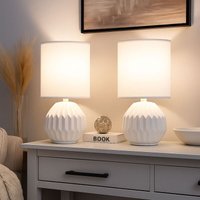 Tischlampe weiß Keramik Nachttischlampe Tischleuchte Beistelllampe Wohnzimmerlampe Textil, 1x E14, DxH 12 x 23 cm, 2er Set Tischlampe weiß Keramik Nachttischlampe Tischleuchte Beistelllampe Wohnzimmerlampe Textil, 1x E14, DxH 12 x 23 cm, 2er Set von GLOBO LIGHTING