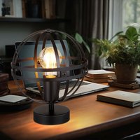 Globo Lighting - Tischleuchte Beistelllampe Wohnzimmerleuchte, Nachttischlampe im Industrial Design, Kugel, Metall, schwarz, matt, E27 Fassung, DxH von GLOBO LIGHTING