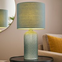 Tischlampe Glas Textil Nachttischlampe Tischleuchte blassgrün Wohnzimmerlampe, 1x E27 Fassung, DxH 26,5x50 cm von GLOBO LIGHTING