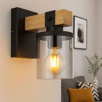 Wandlampe Wandleuchte Wohnzimmerlampe Flurleuchte rauchfarben Holz, Metall Glas, 1x LED 7W 806Lm warmweiß, BxH 10x22,5 cm von GLOBO LIGHTING