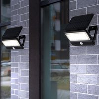 Wandlampe mit Bewegungsmelder led Solarleuchte Haustürlampe Gartenlampe, 1x led 400lm neutralweiß, BxH 14,4x10,4 cm, 2er Set von GLOBO LIGHTING