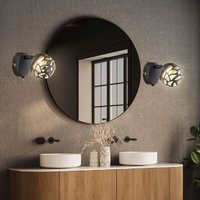 Wandleuchte Wandlampe Wandspot led Leseleuchte mit beweglichem Spot, Metall grau, 1x led 4W 220 lm warmweiß, HxBxA 12x8x14 cm, 2er Set von GLOBO LIGHTING