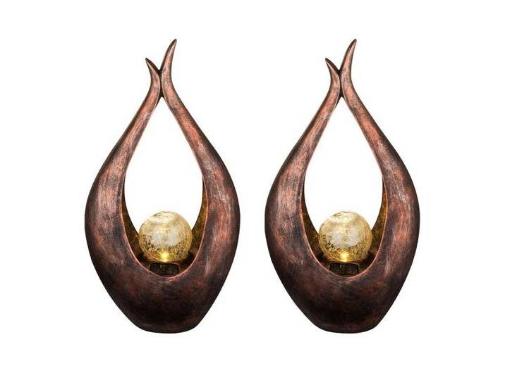 GLOBO LIGHTING Gartenleuchte, LED-Leuchtmittel fest verbaut, 2er Set LED Außen Solar Steh Leuchten Glas Kugel Hof Strahler Bronze GLOBO LIGHTING Gartenleuchte, LED-Leuchtmittel fest verbaut, 2er Set LED Außen Solar Steh Leuchten Glas Kugel Hof Strahler Bronze von GLOBO-Lighting