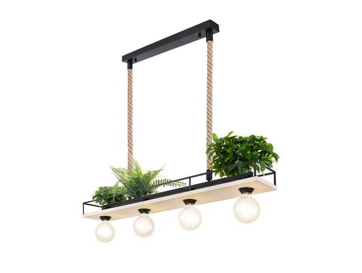 GLOBO LIGHTING Hängeleuchte, Leuchtmittel nicht inklusive, Hängelampe Holzleuchte Deckenleuchte Wohnzimmer, schwarz von GLOBO-Lighting