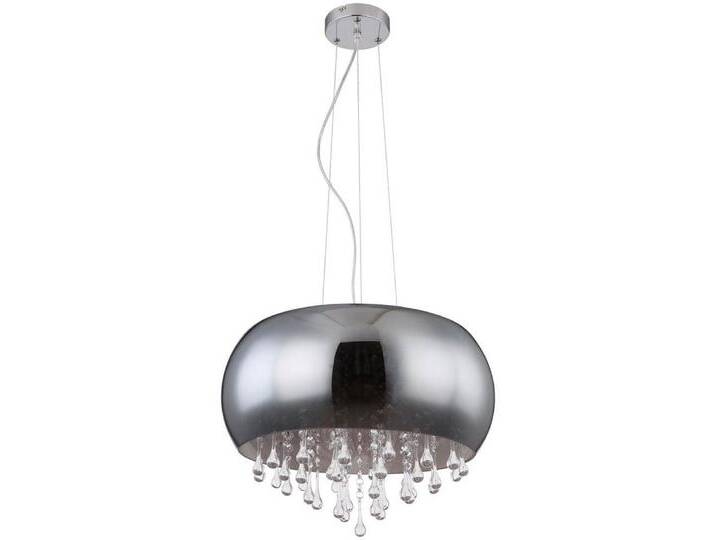 GLOBO LIGHTING Hängeleuchte, Leuchtmittel nicht inklusive, Kristall Decken Pendel Leuchte Wohn Ess Zimmer Beleuchtung Chrom, grau von GLOBO-Lighting