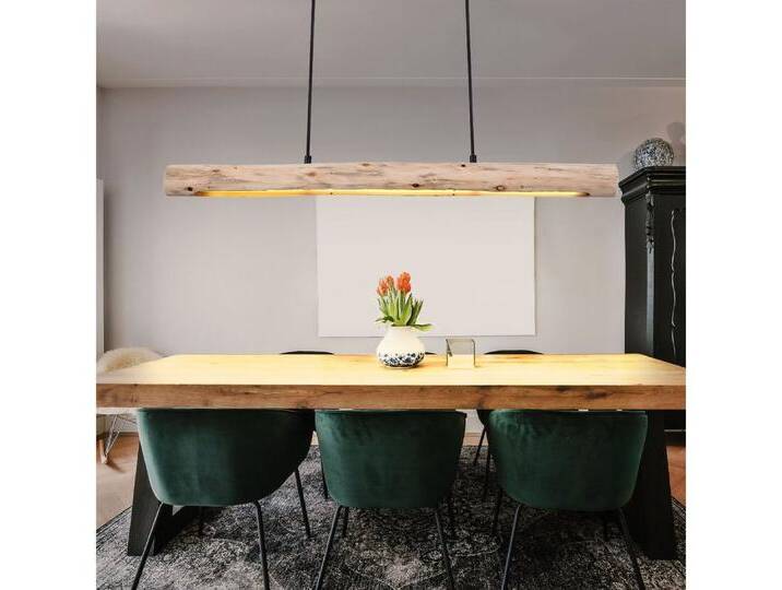 GLOBO LIGHTING LED-Hängeleuchte, LED-Leuchtmittel fest verbaut, Warmweiß, Holz Hängeleuchte Pendelleuchte Holz lang Holzlampe hängend Lampe, braun von GLOBO-Lighting