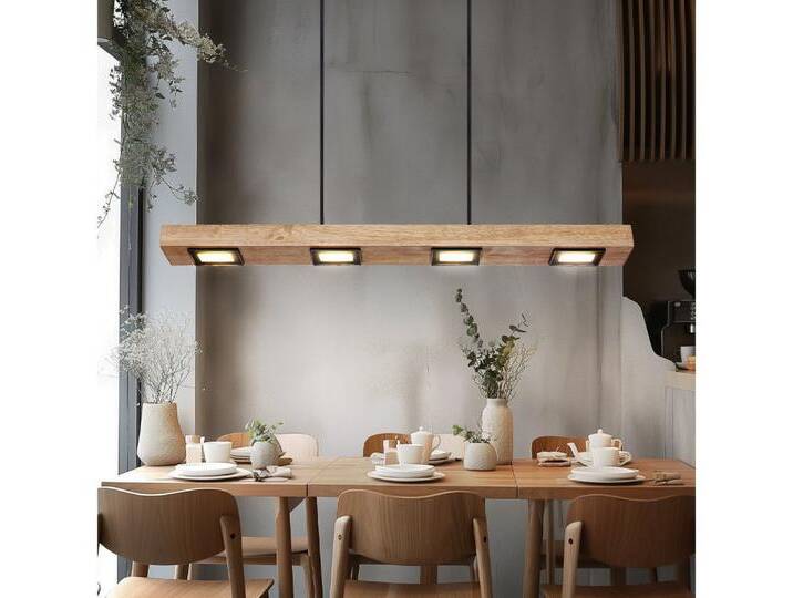 GLOBO LIGHTING LED-Hängeleuchte, LED-Leuchtmittel fest verbaut, Warmweiß, Pendelleuchte Holz Rustikal LED Hängeleuchte Esstisch Holzleuchte, braun von GLOBO-Lighting