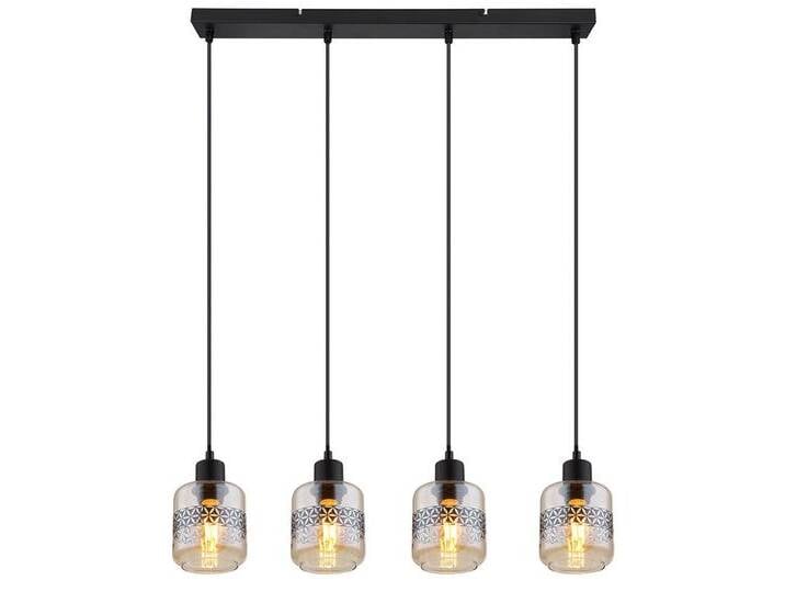 GLOBO LIGHTING Pendelleuchte, Leuchtmittel nicht inklusive, Pendellampe Hängelampe Esstischleuchte 4 flammig Glas amber H 120 cm, schwarz von GLOBO-Lighting