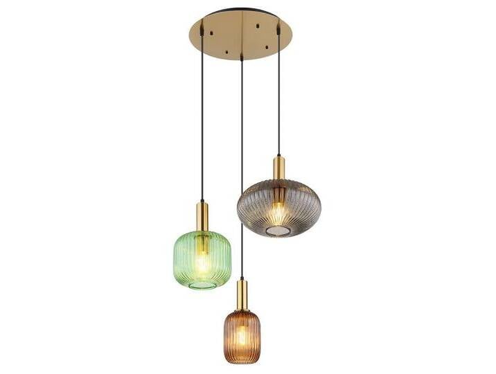 GLOBO LIGHTING Pendelleuchte, Leuchtmittel nicht inklusive, Pendelleuchte Retro messing Hängelampe Esstisch Glas, bunt von GLOBO-Lighting