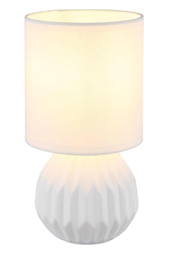 GLOBO Tischlampe - H 23 cm - Weiß - Keramik - Textil von GLOBO