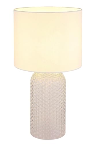 Tischlampe - H 50 cm - Transparent - Weiß - Glas - Textil Tischlampe - H 50 cm - Transparent - Weiß - Glas - Textil von GLOBO