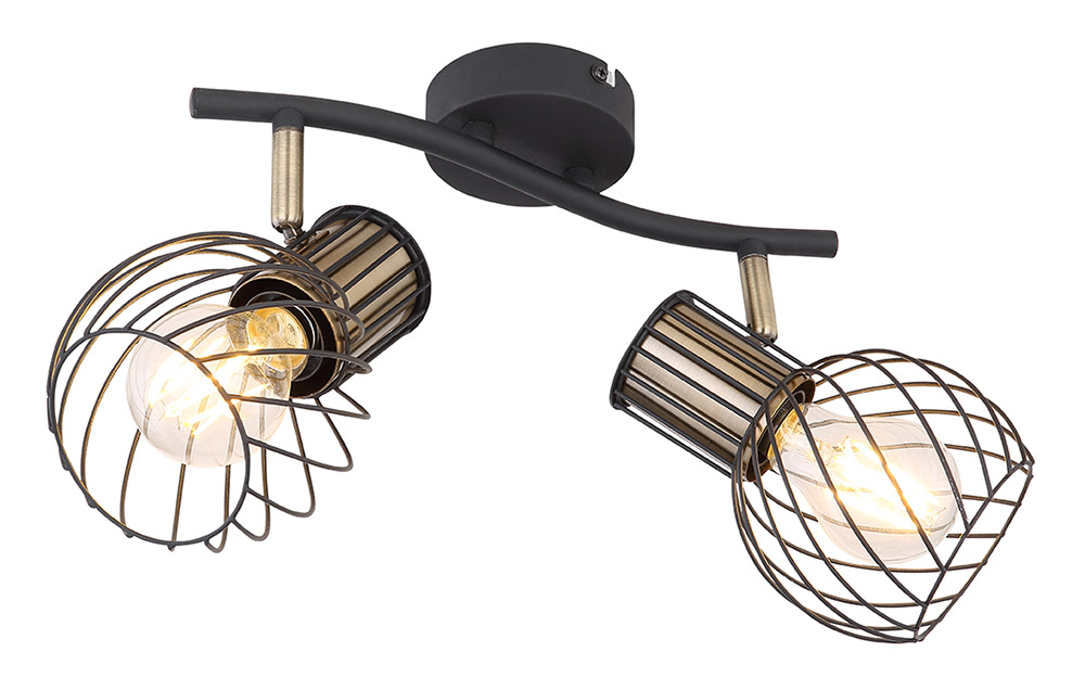 Globo Argusto Deckenstrahler schwarz matt, gold 2x E27 dimmbar 29,6x23x18,5cm von GLOBO Lighting