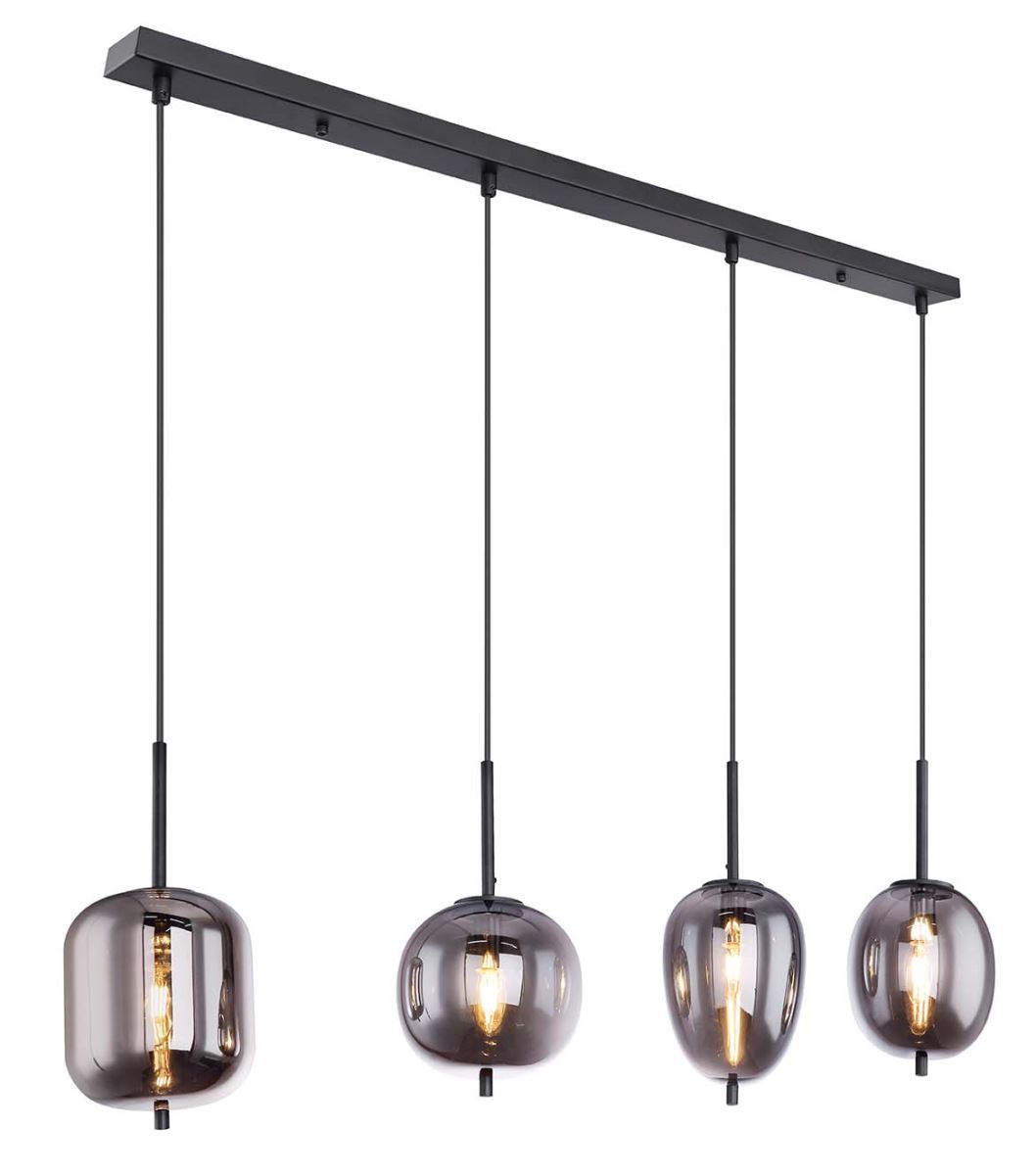 Globo Blacky Hängeleuchte schwarz, rauch 4x E14 dimmbar 100x18,5x120cm von GLOBO Lighting